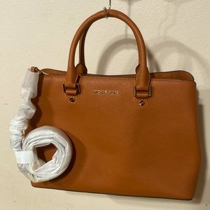 Michael Kors Leather Satchel with Crossbody Strap